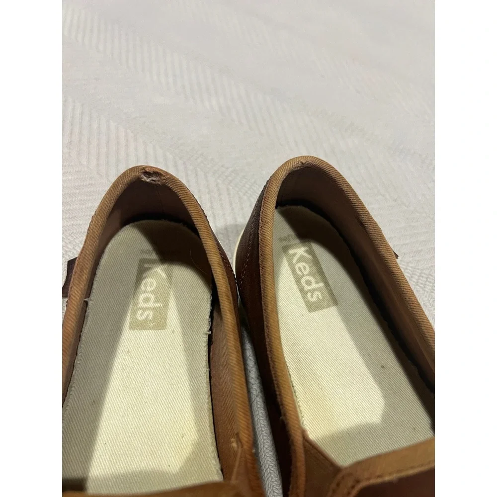 Keds Womens Double Decker Slip On Leather Sneaker Shoes, Cognac Size 7